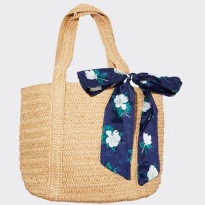 Draper James Straw Bag w/ Floral Scarf